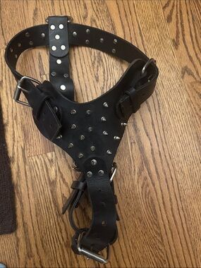 Hand Crafted Black Studded Leather Dog Harness